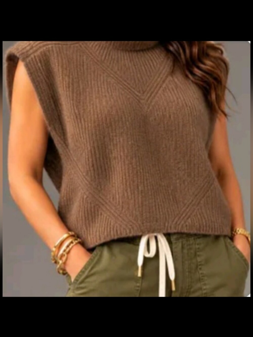 Anthropologie Mocha Ribbed Cashmere Sweater | Small